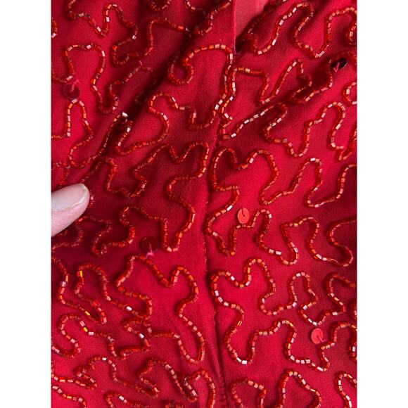 Vintage Sean Collection Beaded Silk Cutout Formal Dress Women's XS - Picture 14 of 16